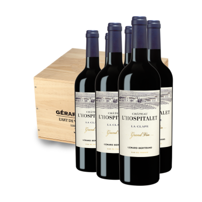 La Clape Château l'Hospitalet Grand Vin Caisse Bois Rouge 2021 - Gérard Bertrand